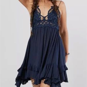 Free People Adela Slip Dress Navy